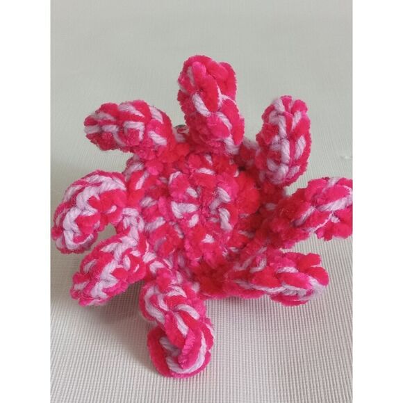 Handmade Small Pink & Purple Soft Plush Mini Amigurumi Stuffed Crochet Octopus - Picture 2 of 8